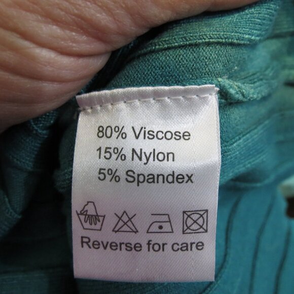 Belldini Ivory to Size Teal Ombre Rhinestone Zipper Jacket Cardigan Knit Large - Picture 11 of 12